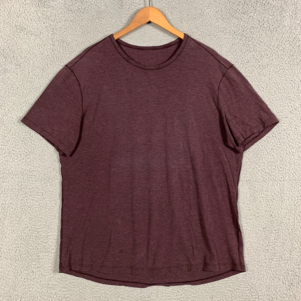Lululemon 5 Year Basic Shirt Men's XL Heather Bordeaux Drama Short Sleeve Casual